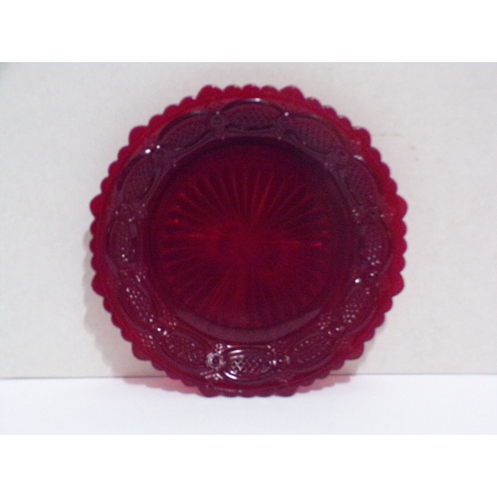 Avon Ruby Red Cape Cod 1876 Glass 7 1/2 " Dessert or Salad Plate Vintage 1983